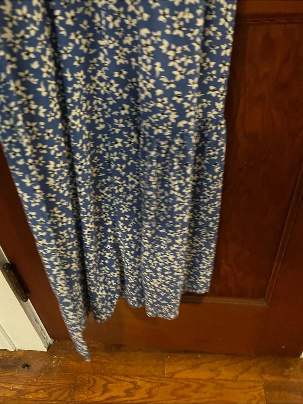 Millibon Blue Floral Wide Leg Jumpsuit Romper Size Medium Boho Smocked Bodice - Picture 5 of 8